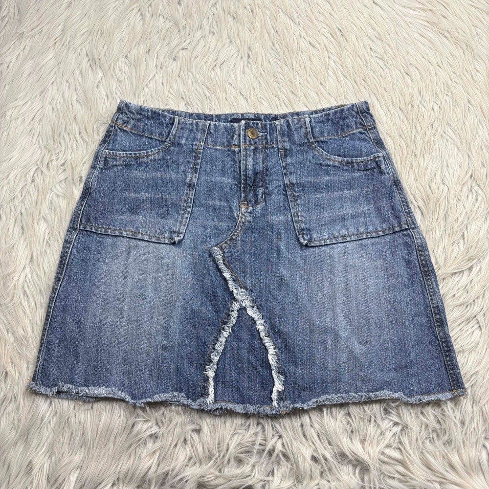 Vintage Y2K Bailey's Point Junior's 5 Patchwork Denim Mini Skirt Raw Edge
